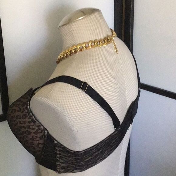 40DD Frederick's of Hollywood Full Coverage Animal Print Black Bra Vintage Y2K - Picture 6 of 10